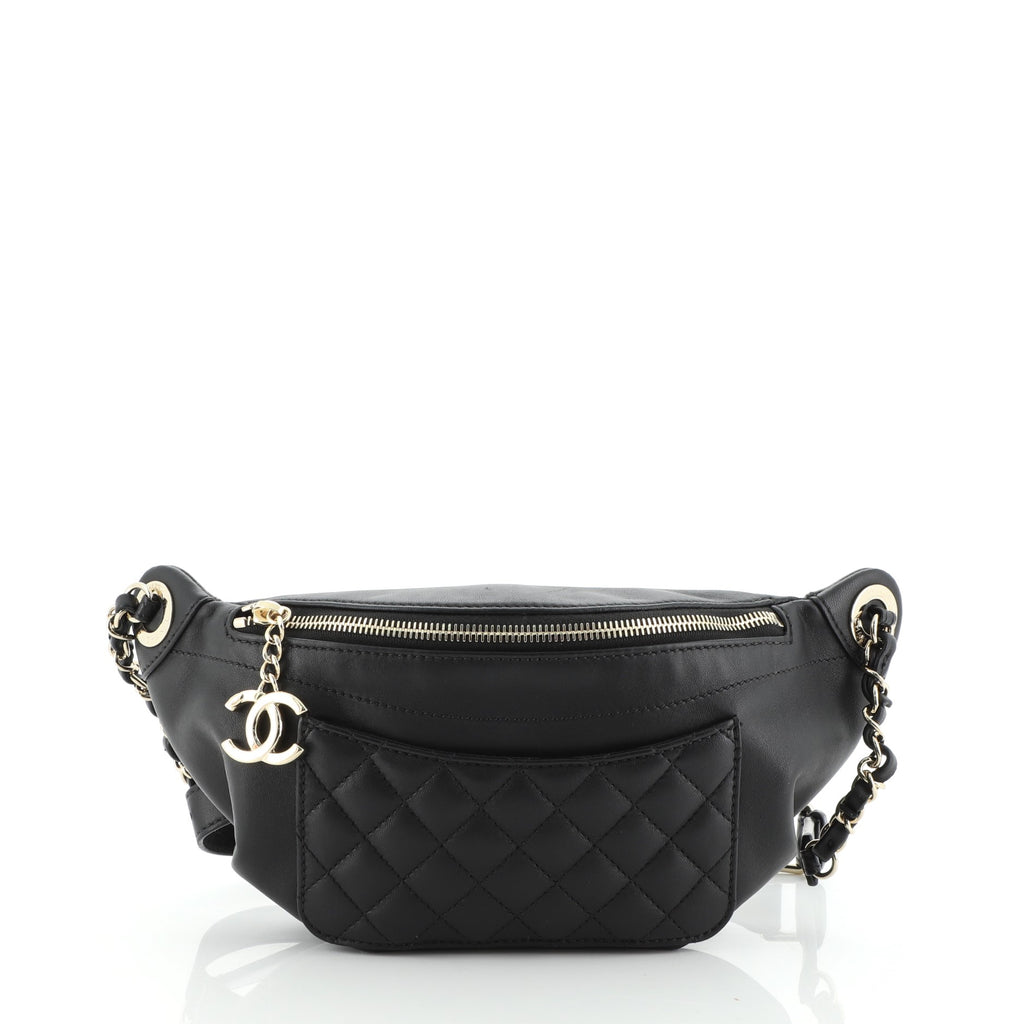 Chanel Bi Classic Waist Bag Quilted Lambskin Black 5613718