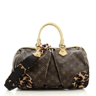 Louis Vuitton Stephen Handbag Monogram Canvas and Leopard Pony Hair