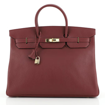 Hermes Birkin Handbag Red Fjord with Gold Hardware 40
