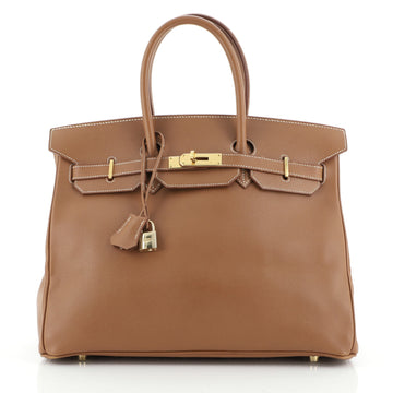 Hermes Birkin Handbag Brown Courchevel with Gold Hardware 35