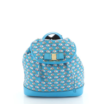 Salvatore Ferragamo Bow Flap Backpack Printed Nylon Medium