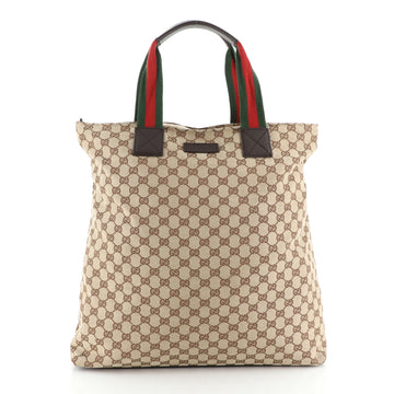 Gucci Web Strap Shopper GG Coated Canvas Tall