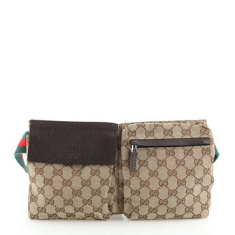 Gucci Vintage Double Belt Bag GG Canvas