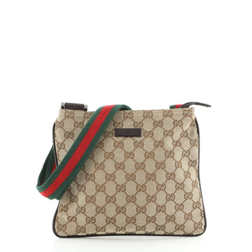 Gucci Vintage Flat Crossbody Bag GG Canvas Small