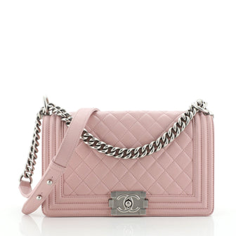 Chanel Boy Flap Bag Quilted Lambskin Old Medium
