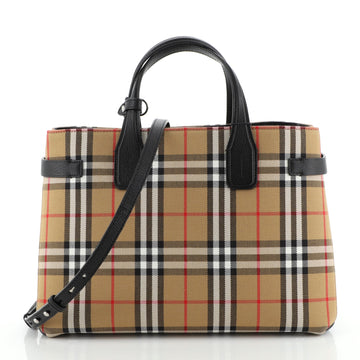 Burberry Banner Convertible Tote Vintage Check Canvas Medium
