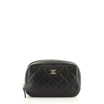 Chanel CC Cosmetic Pouch Quilted Lambskin Small