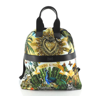 Dolce & Gabbana Drawstring Backpack Printed Nylon Medium