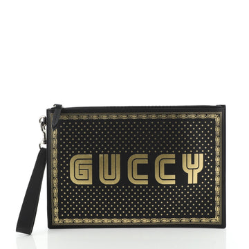 Gucci Wristlet Clutch Limited Edition Printed Leather