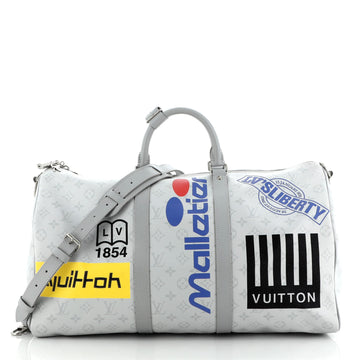 Louis Vuitton Keepall Bandouliere Bag Limited Edition Logo Story Monogram Canvas 50