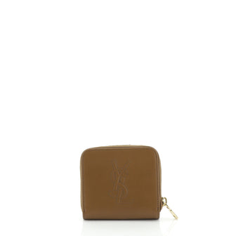 Saint Laurent Monogram Compartment Zip Around Wallet Leather Compact