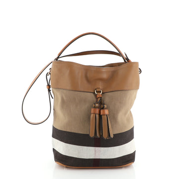 Burberry Susanna Tassel Hobo House Check Canvas Medium