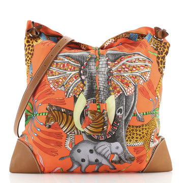 Hermes Silky City Bag Printed Silk and Leather PM