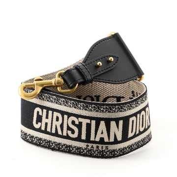 Christian Dior Logo Shoulder Strap Embroidered Canvas