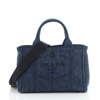 Prada Canapa Convertible Tote Denim Mini