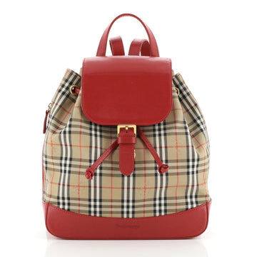 Burberry Vintage Buckle Backpack Horseferry Check Canvas with Leather Small