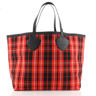 Burberry Reversible Giant Tote Tartan Cotton XL