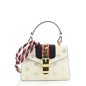 Gucci Sylvie Top Handle Bag Printed Leather Mini