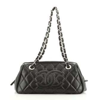Chanel Timeless CC Chain Bowler Bag Quilted Caviar Small