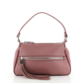 Chanel Lax Front Zip Bag Pebbled Leather Small