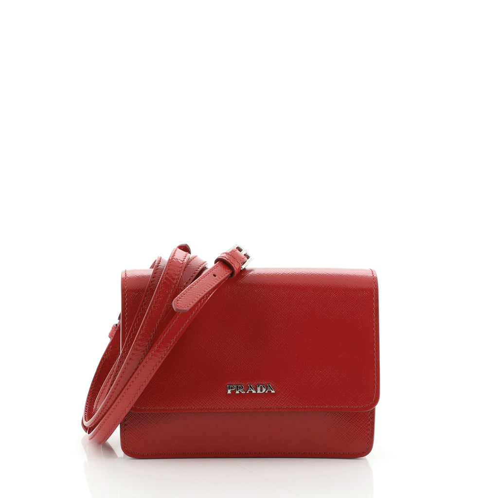 Prada Saffiano Vernice Leather Mini Top Handle Bag Red ref.362819