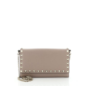 Valentino Rockstud Wallet On Chain Leather