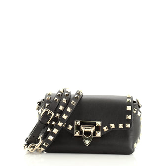 Valentino Rockstud Flip Lock Flap Bag Leather Micro