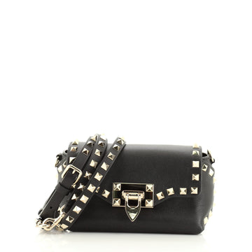Valentino Rockstud Flip Lock Flap Bag Leather Micro