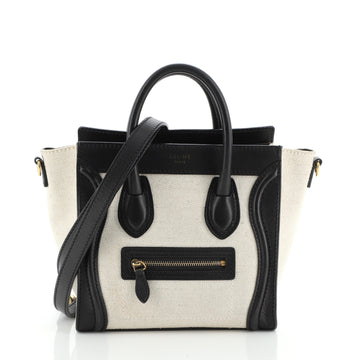 Celine Bicolor Luggage Bag Canvas and Leather Nano