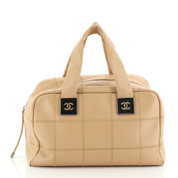 Chanel Square Stitch Bowler Bag Quilted Caviar Medium