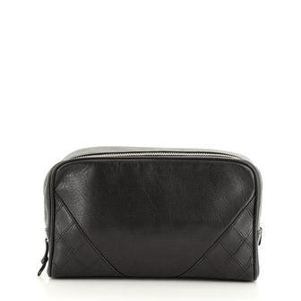Chanel Square Stitch Toiletry Pouch Lambskin Small