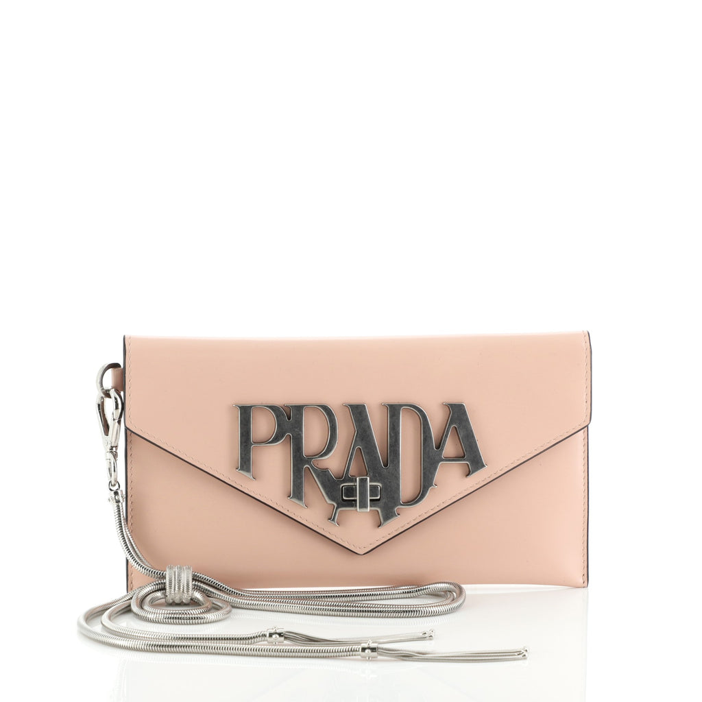 Prada Envelop Gold Logo Crossbody Clutch Bag