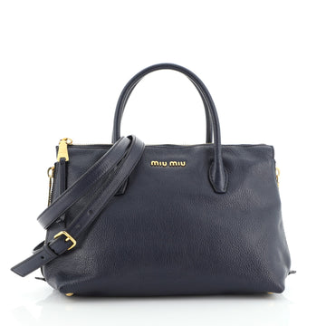 Miu Miu Convertible Madras Side Zip Satchel Grainy Leather Small