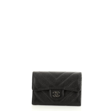 Chanel Classic Flap Card Case Chevron Caviar