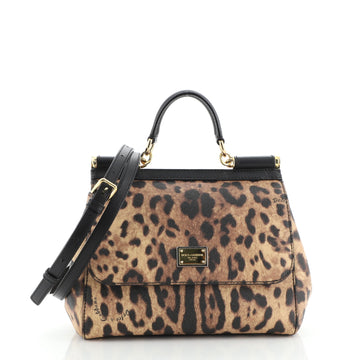 Dolce & Gabbana Miss Sicily Bag Leopard Print Leather Medium