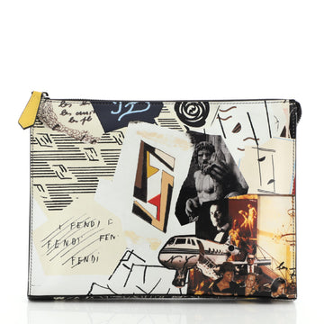 Fendi Karl Zip Clutch Printed Leather