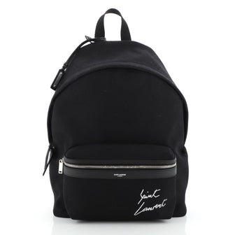Saint Laurent City Backpack Embroidered Canvas Medium