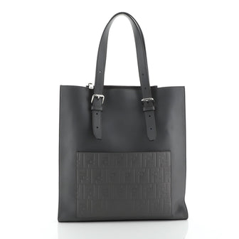 Fendi St. Zucca Slim Tote Leather with Embossed Zucca Detail