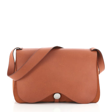 Hermes Colorado Handbag Leather and Toile GM