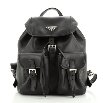 Prada Double Front Pocket Backpack Soft Calfskin Small