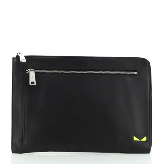 Fendi Monster Zip Pouch Leather Large