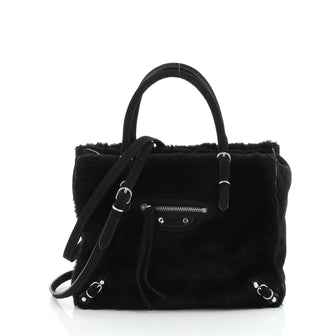 Balenciaga Papier A6 Zip Around Classic Studs Bag Shearling