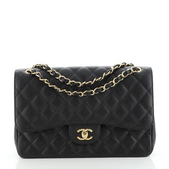 Chanel Classic Double Flap Bag Quilted Caviar Jumbo