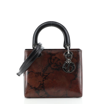 Christian Dior Vintage Lady Dior Bag Printed Leather Medium