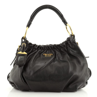 Prada Gathered Hobo Soft Calfskin Medium