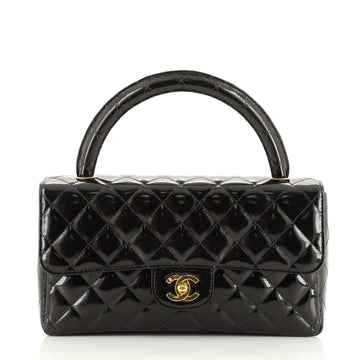 Chanel Vintage Twin Top Handle Flap Bag Quilted Patent Medium