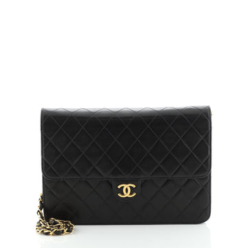 Chanel Vintage Clutch with Chain Quilted Leather Medium