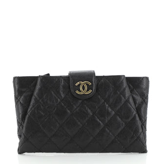 Chanel Coco Pleats Clutch Quilted Glazed Caviar
