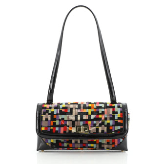 Chanel Vintage Reissue Flap Handbag Multicolor Quilted Velvet with Patent Medium