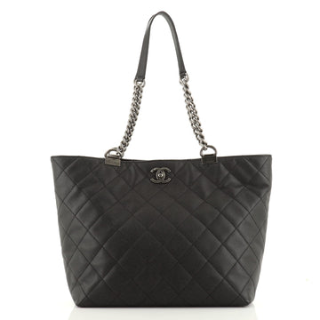 Chanel Shopping In Chains Tote Quilted Caviar Large